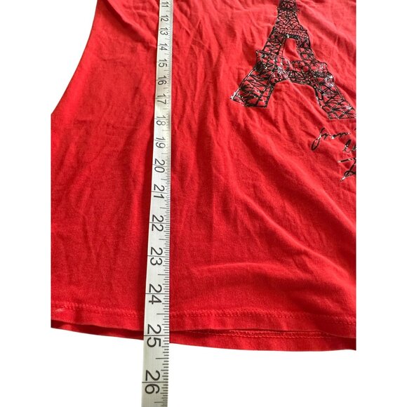 Karl lagerfield Red Graphic Tee With Eiffel Tower Design From Paris Love Karl M - Picture 7 of 10